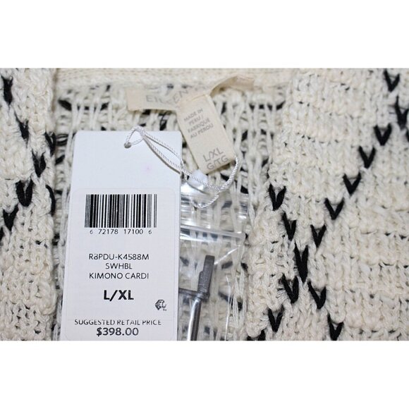 New w/Tags Eileen Fisher L/XL - Argyle Kimono Cardigan - Heavy Cotton Cardi Coat - Picture 4 of 10